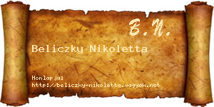 Beliczky Nikoletta névjegykártya